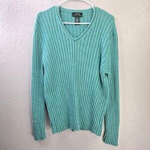 Ralph Lauren Aqua Blue Ribbed V-Neck Sweater